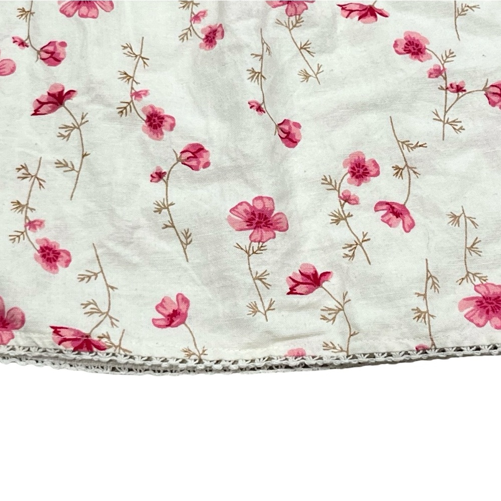 Sim & Sam Cream Mini Dress Chic Pink Floral Puff Sleeve Smocked fit and Flare - Picture 7 of 8